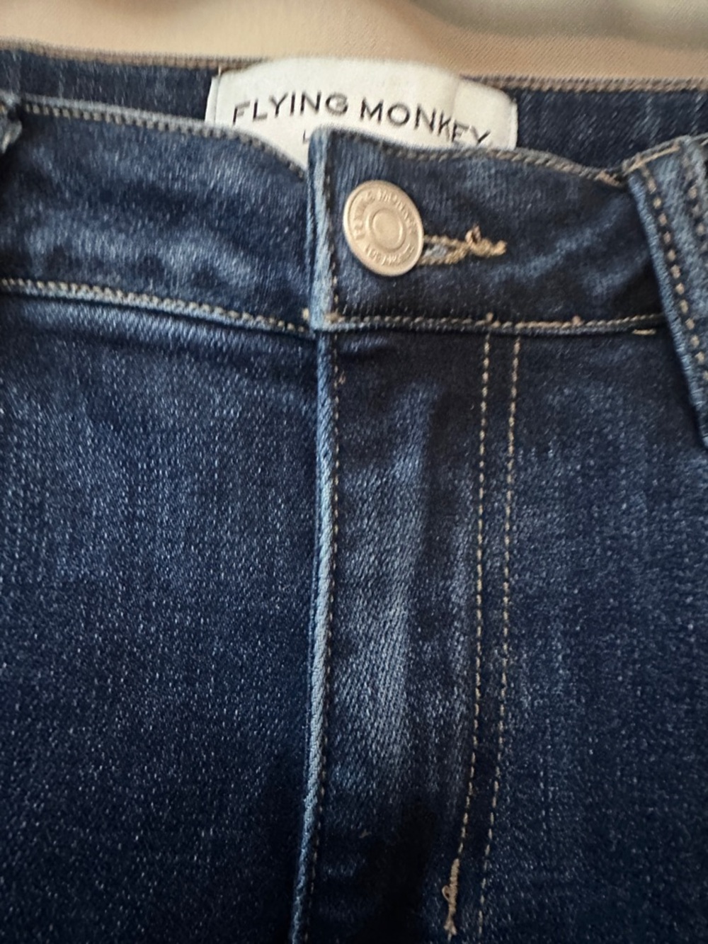 Flying Monkey Deep Indigo Flare Jeans with Panel Detailing - Picture 5 of 7
